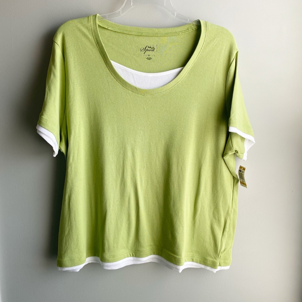 🦩Style & Co / Green Faux Layered Top - 3X (NWT)